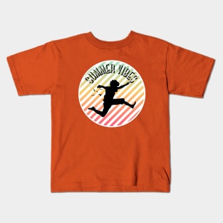 Summer vibes jumping boy and birds Kids T-Shirt